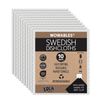 10-count Lola Wowables natural/white Swedish Dishcloths fanned behind package; biodegradable Oeko-Tex reusable towels with clip