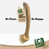 Be Clean. Be Happy. Eco Clean Lola Bamboo Dish Brush with hang tag, bamboo handle and recycled bottle brush fibers