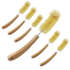 Lola Eco Clean Bamboo Bottle Brush 6-pack with curved natural bamboo handles and cream recycled fiber bristle heads in two staggered rows