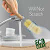 Eco Clean bottle brush cleaning the inside of a glass bottle for reusable bottle and drinkware care