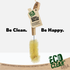 Lola Eco Clean Bamboo Bottle Brush hanging with retail tag, Be Clean Be Happy, kitchen bottle cleaning brush