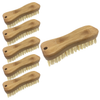 Lola Eco Clean Bamboo Tampico Scrub Brush 6-pack with flat rectangular bamboo handles and natural tampico bristles