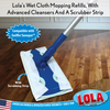Lola wet cloth mopping refills with advanced cleansers and scrubber strip, compatible with Swiffer Sweeper blue mop on hardwood floor