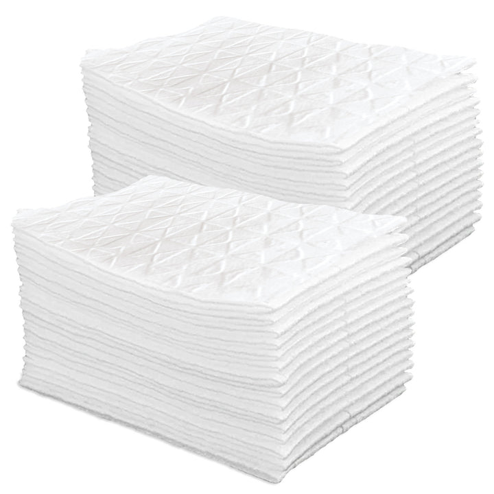 Lola 32-count dry sweeping cloth refills, two staggered stacks of white diamond-embossed dry cloths