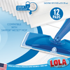 Lola 12-pack mop pads compatible with Swiffer WetJet, 5.91 x 11.03 in, lock in dirt, dust and hair; blue mop shown