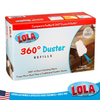 LOLA 360 duster refill retail box labeled 10 count, showing a white dust-catching refill.