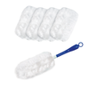 Lola 360 Degree Duster Starter Kit with blue handle, fluffy white refill head, and 4 extra refill heads