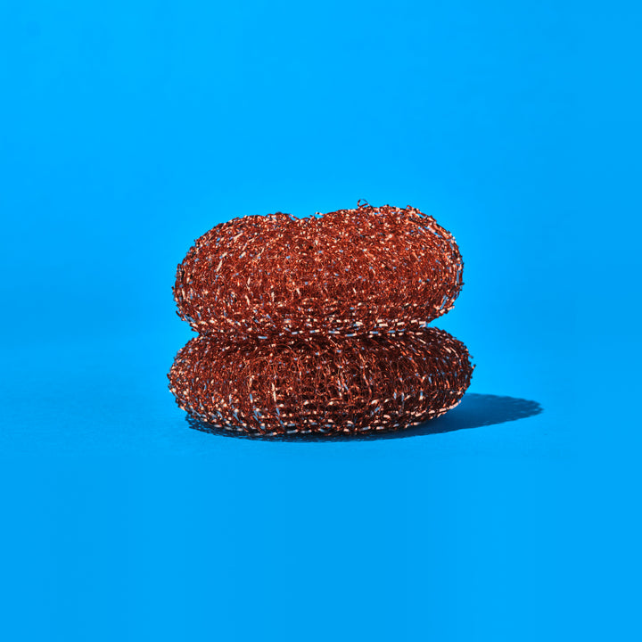 Copper Mesh Scourer - 2 pack, size 3.5" x 3.5" x 1.25", Heavy Duty