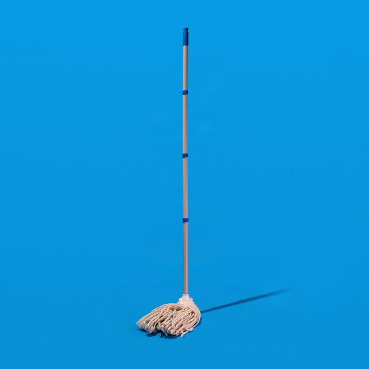 Cotton Deck Mop - 12 oz. w/ Coated Steel 48" 4-Piece Threaded Handle