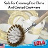 Lola large replacement brush head cleaning white and gold china teapot, safe for fine china and coated cookware