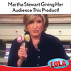 TV still of Martha Stewart holding a Lola vegetable brush during a television program
