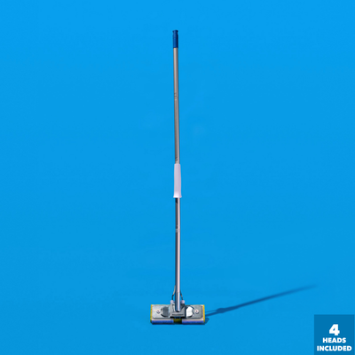 Squeezematic Butterfly Automatic Sponge Mop, 9" Heads w/ Scuff Remover, Includes 4 Mop Heads - 2 Foam w/ Cellulose Layer and 2 Foam #2039S