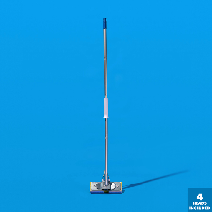 Squeezematic Butterfly Automatic Sponge Mop, 9" Heads w/ Scuff Remover, Includes 4 Mop Heads - 2 Foam w/ Cellulose Layer and 2 Foam #2039S