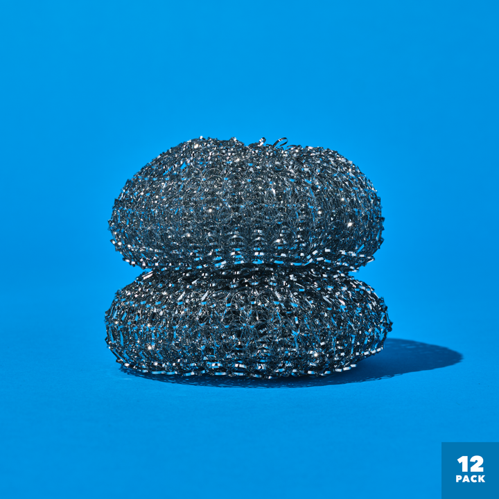 Jumbo Wire Mesh Scourers - 12 pack,  4" x 4" x 1.5" each, Galvanized Steel