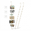 Lola Clip Strip cream/beige metal hanging organizer 3-pack with adhesive wall hooks, holding postcards, photos, wristband and ticket stubs