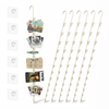 Lola Clip Strip cream/beige metal hanging organizer 6-pack with hooks; one holds postcards, Polaroids, wristband, tickets, five empty