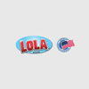 Lola Brand logo with signature red and blue oval emblem and American Owned & Operated circular seal with American flag
